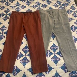 Pair of Boss (Hugo Boss) dress pants in maroon and light grey plaid pants